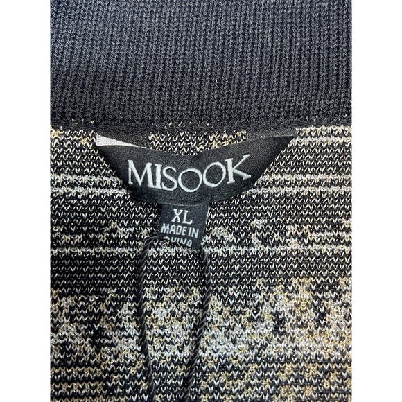 NWT Misook Women's Black Gold Silver Metallic Geometric Long Knit Cardigan XL - Picture 2 of 12